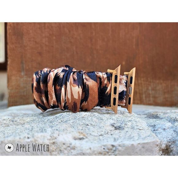 Leopard Scrunchie Watch Band for Fitbit Sense, Versa 3 2 1 Lite, Apple Watch - Picture 5 of 7